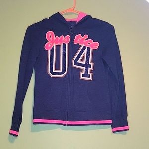 Girl's (10) Justice Glitter Zip-Up Hoodie